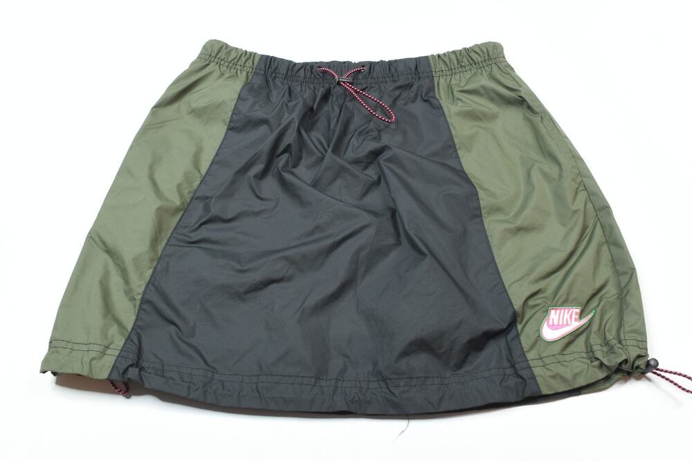 Nike Sportswear Icon Clash Woven Skirt Womens Small Black Green Drawstring